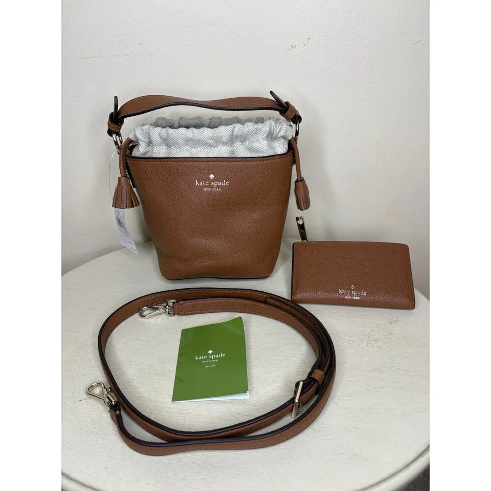 NWT Kate Spade Hayes Bucket Bag & Leila Wallet Matching Set Warm Gingerbread